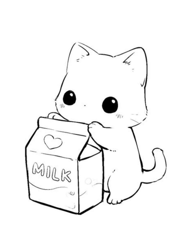 Fluffy Cat Friends coloring page