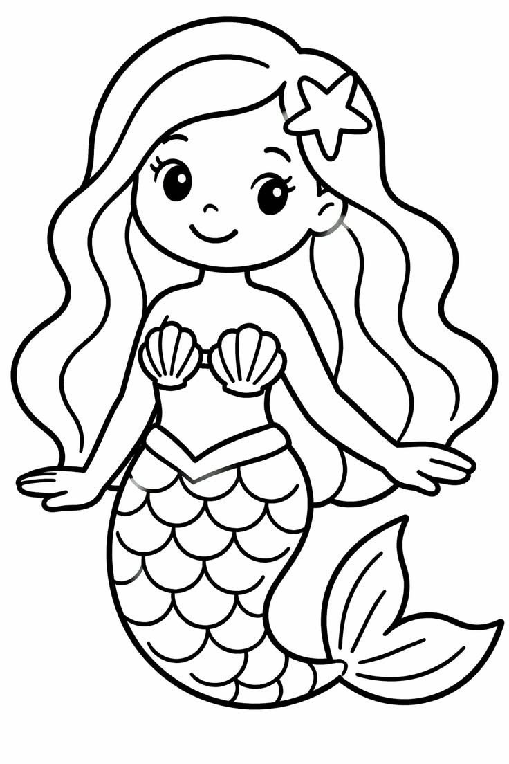 Pretty Ocean Mermaid coloring page