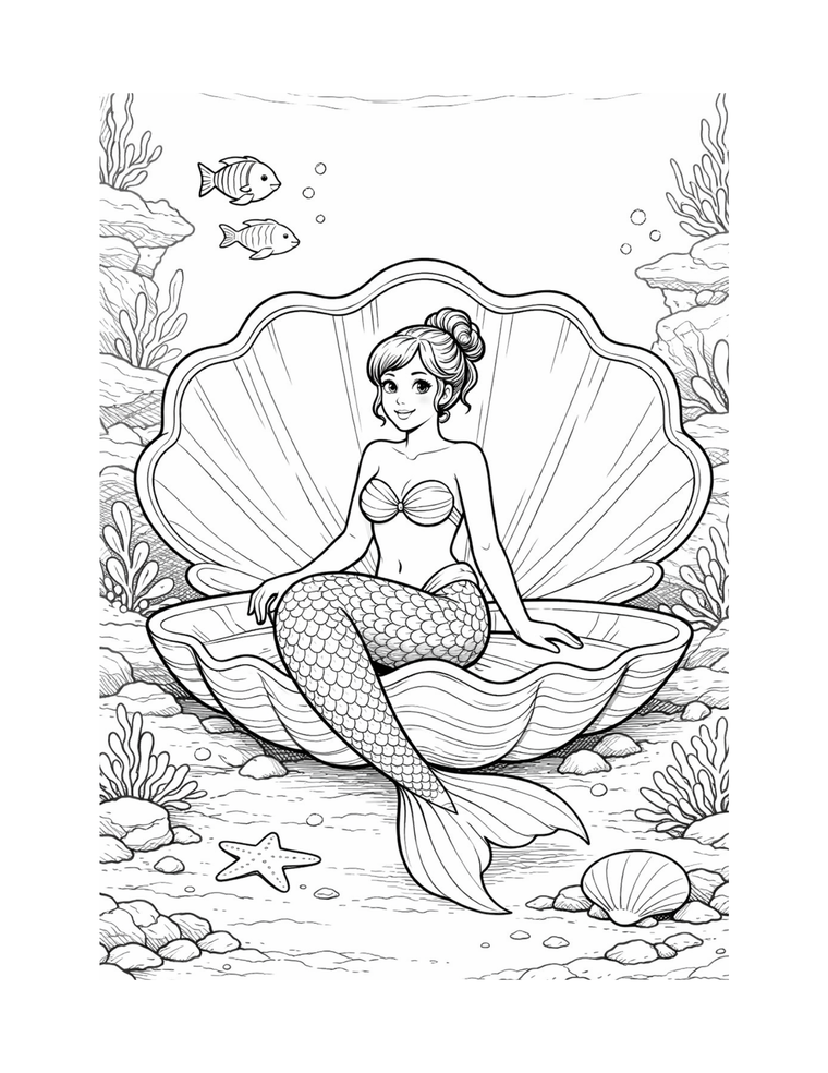 Under-the-Sea Mermaid coloring page