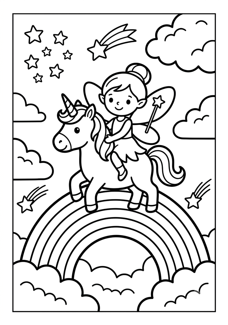 Cute Cloud Unicorn coloring page