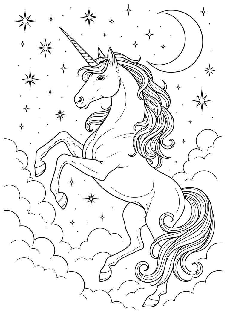 Enchanted Unicorn coloring page