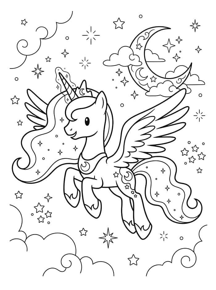 Pretty Pony Unicorn coloring page