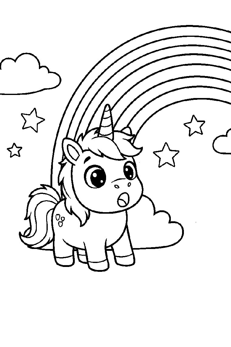 Rainbow Unicorn Dream coloring page
